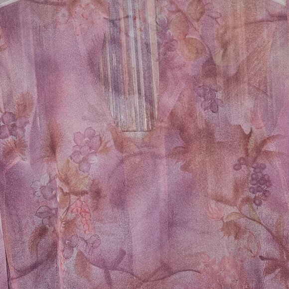 VIntage Elite Chiffon Floral Blouse - Picture 5 of 7